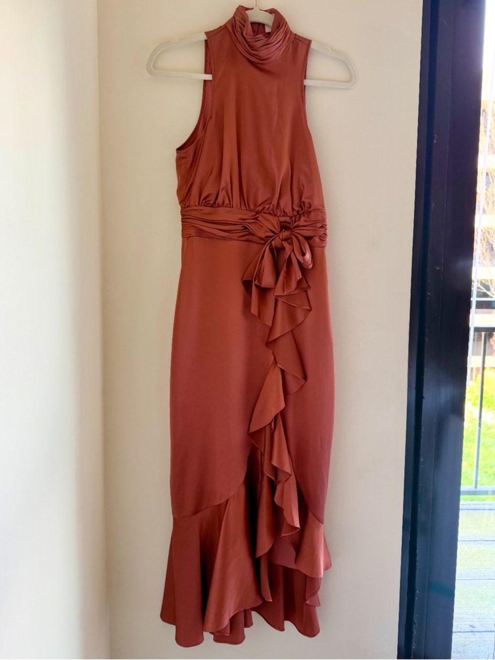 Cinq a sept high neck silk midi dress